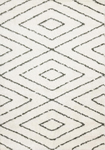 Kalora Interiors - Pascal Cream Green Geometric Shag Rug, 710in x 106in - E884/1121 240320 veiw 1