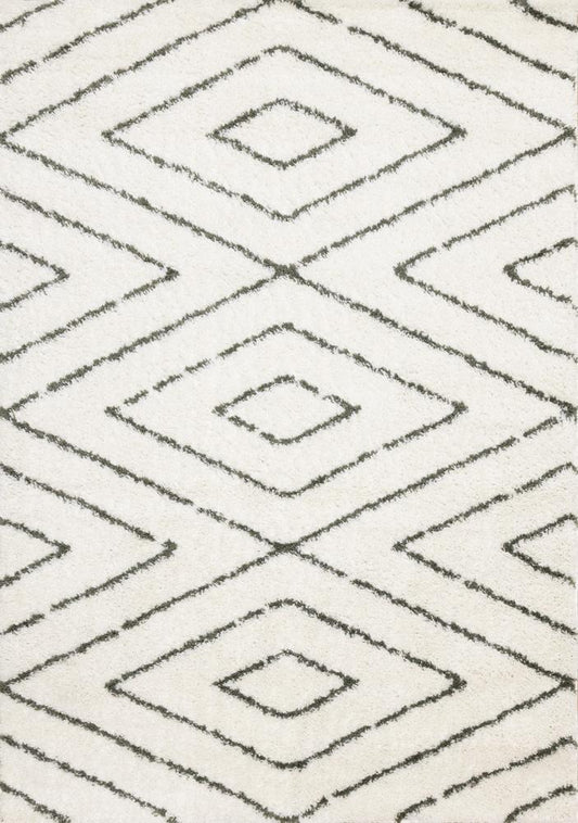 Kalora Interiors - Pascal Cream Green Geometric Shag Rug, 710in x 106in - E884/1121 240320 veiw 1