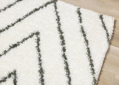 Kalora Interiors - Pascal Cream Green Geometric Shag Rug, 710in x 106in - E884/1121 240320 veiw 4