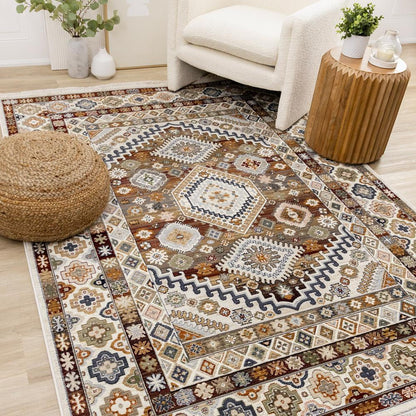 Kalora Interiors - Samira Cream Red Orange Traditional Classic Border Rug, 53in x 710in - F027/4494 160240 veiw 2