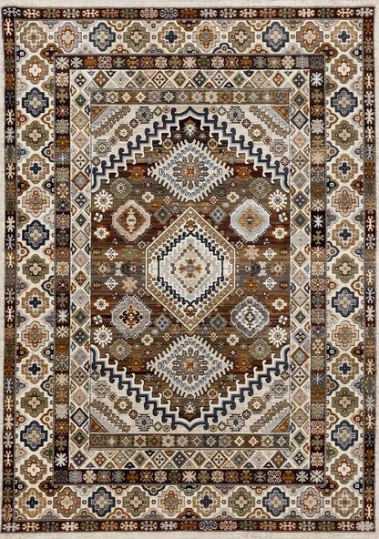 Kalora Interiors - Samira Cream Red Orange Traditional Classic Border Rug, 710in x 102in - F027/4494 240310 veiw 1