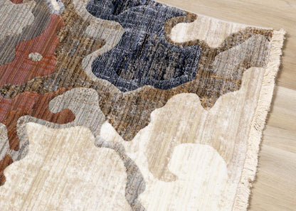 Kalora Interiors - Samira Beige Brown Blue Acrylic Pour Rug, 53in x 710in - F045/4979 160240 veiw 4