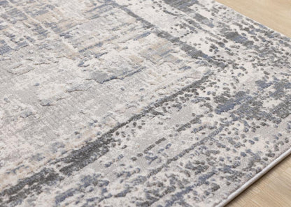 Kalora Interiors - Luca Grey White Blue Distressed Border Rug, 53in x 77in - F113/0454 160230 veiw 4