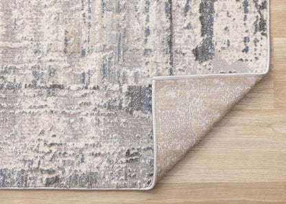 Kalora Interiors - Luca Grey White Blue Distressed Border Rug, 710in x 106in - F113/0454 240320 veiw 5