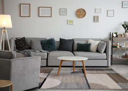 Kalora Interiors - Breeze Cream Brown Grey Geometric Shapes Rug, 53in x 77in - F276/7616 160230 veiw 3