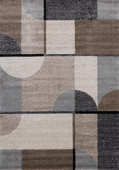 Kalora Interiors - Breeze Cream Brown Grey Geometric Shapes Rug, 710in x 106in - F276/7616 240320 veiw 1