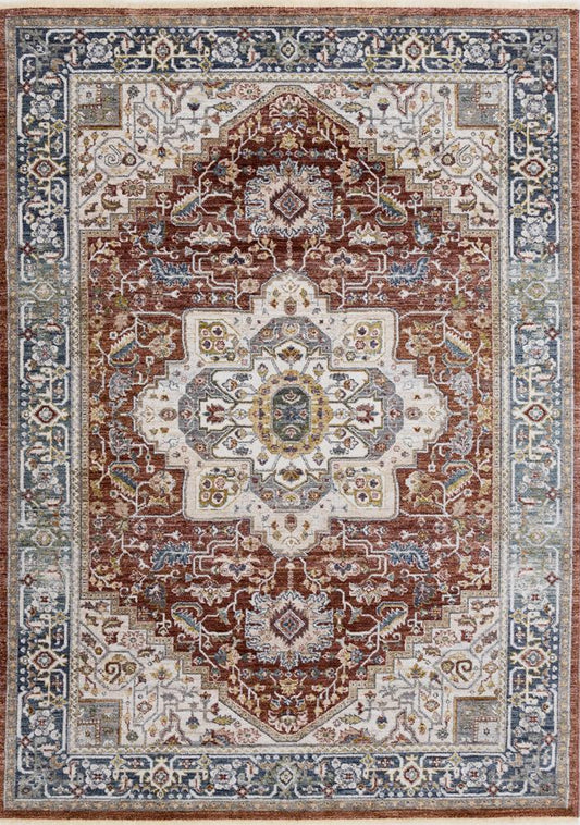Kalora Interiors - Marisa Red Blue Cream Floral Medallion Rug, 710in x 102in - G390/2212 240310 veiw 1