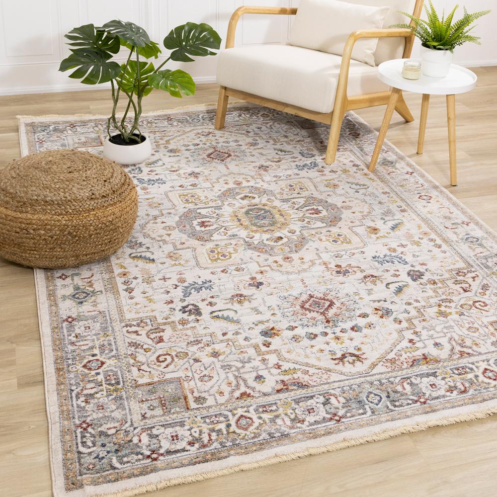 Kalora Interiors - Marisa Cream Beige Floral Medallion Rug, 710in x 102in - G390/2565 240310 veiw 2