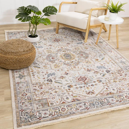 Kalora Interiors - Marisa Cream Beige Floral Medallion Rug, 710in x 102in - G390/2565 240310 veiw 2