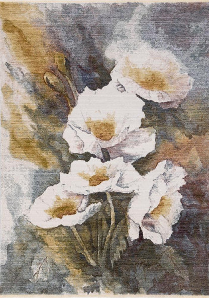 Kalora Interiors - Marisa Green Blue Cream Flower Rug, 53in x 710in - G394/2676 160240 veiw 1