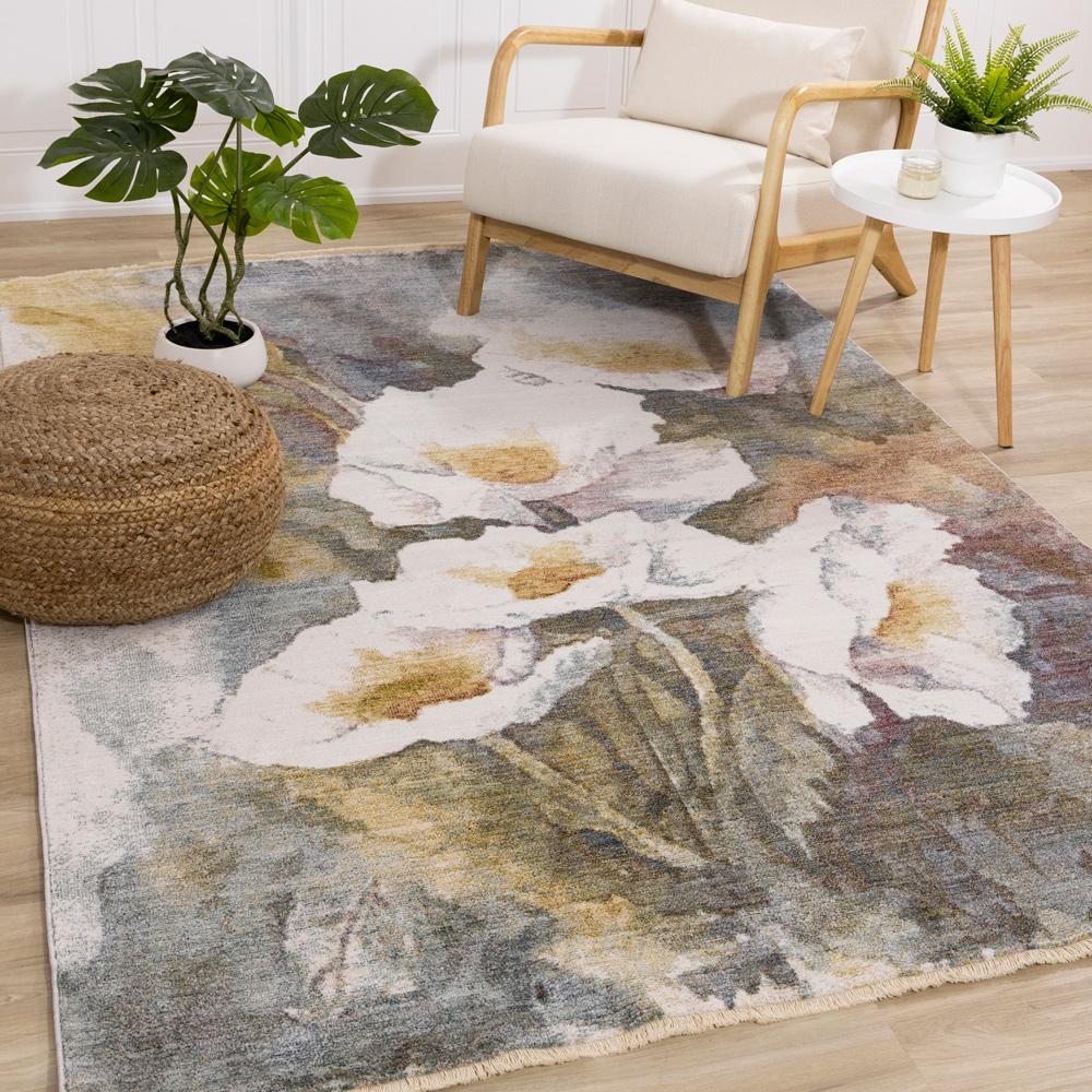 Kalora Interiors - Marisa Green Blue Cream Flower Rug, 710in x 102in - G394/2676 240310 veiw 2