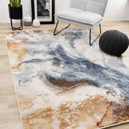 Kalora Interiors - Marisa Blue Orange White Granite Swirl Rug, 53in x 710in - G401/2717 160240 veiw 2