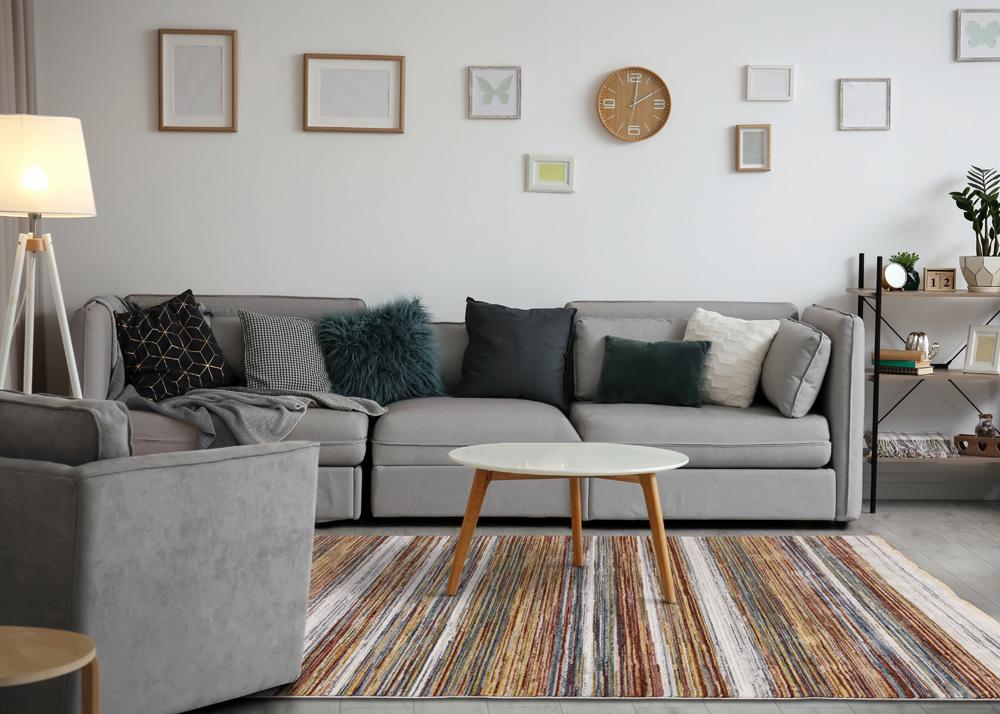 Kalora Interiors - Marisa Multicolour Striped Plush Rug, 710in x 102in - G457/2626 240310 veiw 3
