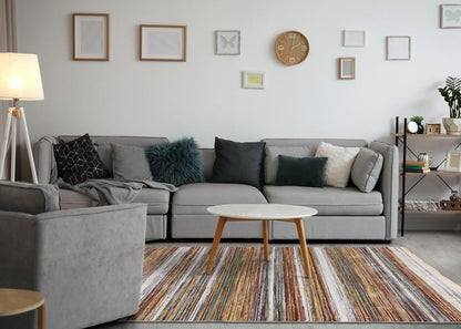 Kalora Interiors - Marisa Multicolour Striped Plush Rug, 710in x 102in - G457/2626 240310 veiw 3