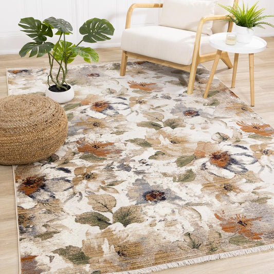 Kalora Interiors - Serene Warm Toned Floral Print Rug, 710in x 102in - G997/4989 240310 veiw 2