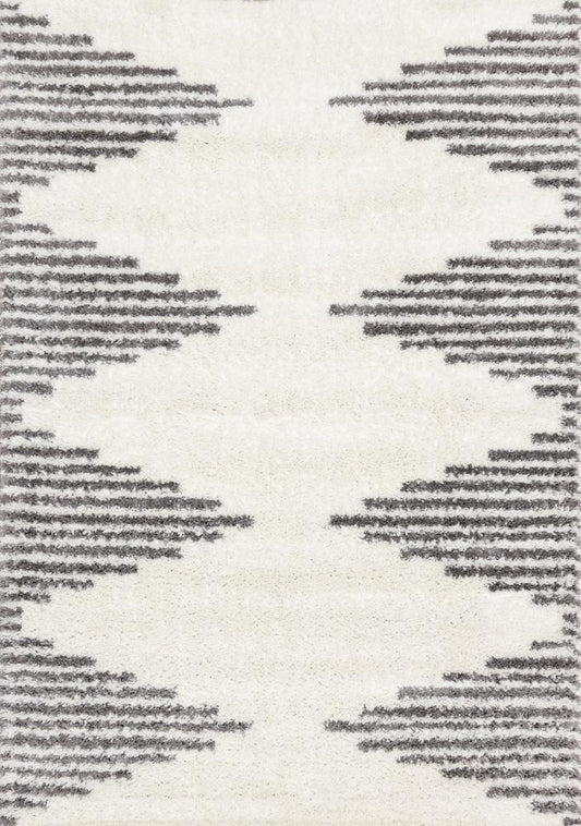 Kalora Interiors - Pascal Cream Grey Inverted Diamond Pattern Rug, 53in x 77in - H022/4131 160230 veiw 1