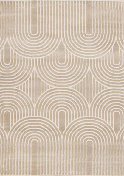 Kalora Interiors - Leo Cream Beige Modern Geometric Arches Pattern Rug, 53in x 77in - H632/0151 160230 veiw 1