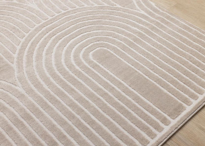 Kalora Interiors - Leo Cream Beige Modern Geometric Arches Pattern Rug, 53in x 77in - H632/0151 160230 veiw 4
