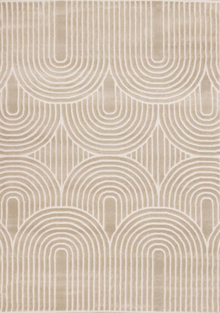 Kalora Interiors - Leo Cream Beige Modern Geometric Arches Pattern Rug, 710in x 106in - H632/0151 240320 veiw 1