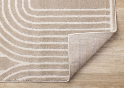 Kalora Interiors - Leo Cream Beige Modern Geometric Arches Pattern Rug, 710in x 106in - H632/0151 240320 veiw 5