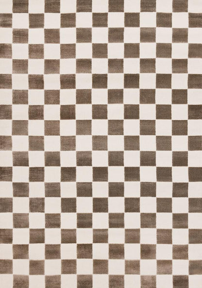 Kalora Interiors - Leo Brown White Checkers Rug, 53in x 77in - H774/9656 160230 veiw 1