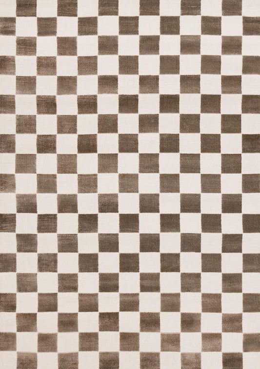 Kalora Interiors - Leo Brown White Checkers Rug, 53in x 77in - H774/9656 160230 veiw 1