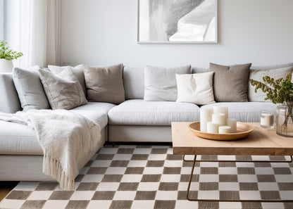 Kalora Interiors - Leo Brown White Checkers Rug, 53in x 77in - H774/9656 160230 veiw 3