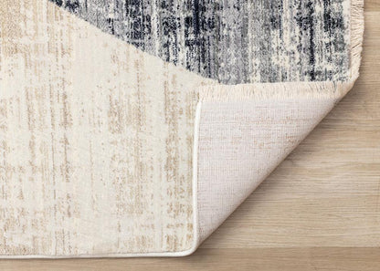 Kalora Interiors - Serene Cream Brown Blue Distressed Curvy Shapes Design Rug, 710in x 102in - H796/4232 240310 veiw 5