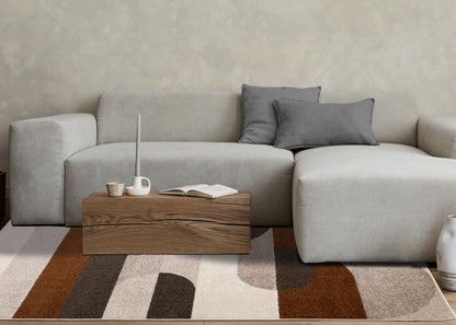 Kalora Interiors - Malibu Taupe Oxblood Cream Striped Curvy Geometric Design Rug, 53in x 77in - H823/1242 160230 veiw 3