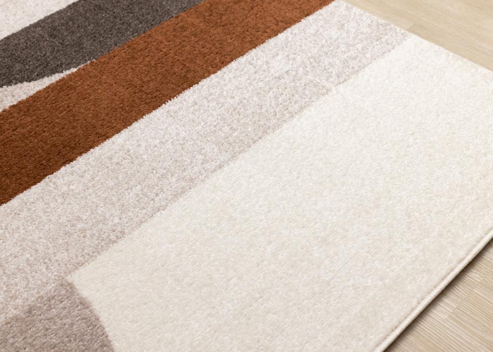 Kalora Interiors - Malibu Taupe Oxblood Cream Striped Curvy Geometric Design Rug, 53in x 77in - H823/1242 160230 veiw 4