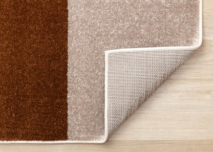 Kalora Interiors - Malibu Taupe Oxblood Cream Striped Curvy Geometric Design Rug, 53in x 77in - H823/1242 160230 veiw 5