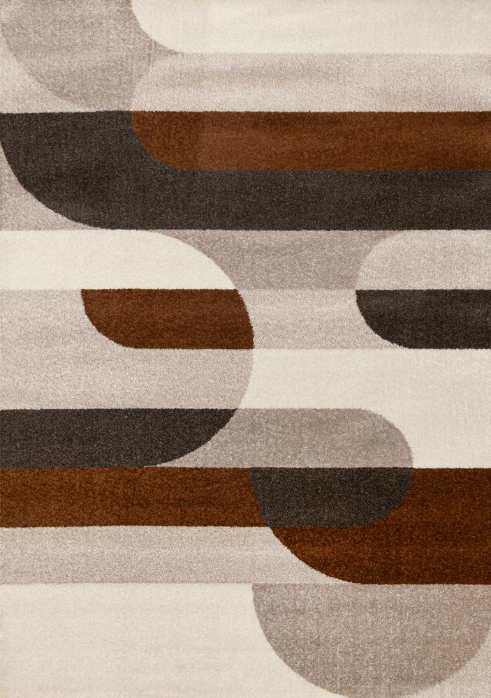 Kalora Interiors - Malibu Taupe Oxblood Cream Striped Curvy Geometric Design Rug, 710in x 106in - H823/1242 240320 veiw 1
