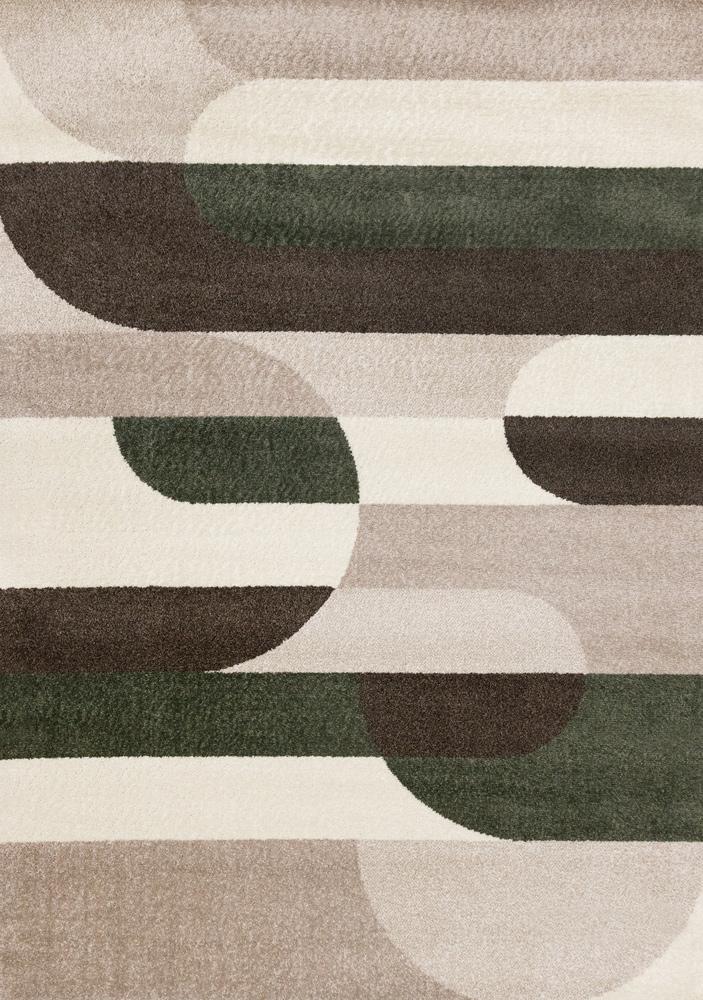 Kalora Interiors - Malibu Taupe Green Cream Striped Curvy Geometric Design Rug, 53in x 77in - H823/1313 160230 veiw 1