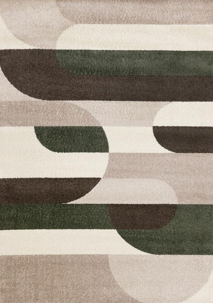 Kalora Interiors - Malibu Taupe Green Cream Striped Curvy Geometric Design Rug, 710in x 106in - H823/1313 240320 veiw 1