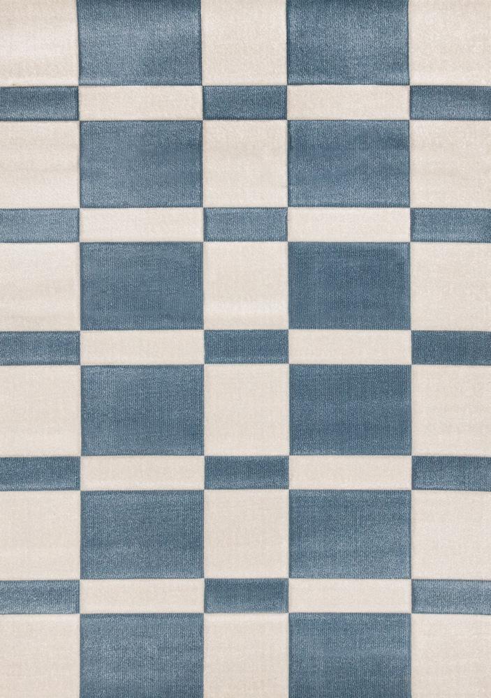Kalora Interiors - Folio Blue White Banded Rectangle Pattern Rug, 710in x 106in - H824/6242 240320 veiw 1
