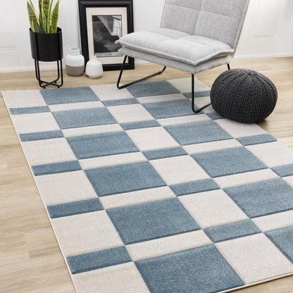 Kalora Interiors - Folio Blue White Banded Rectangle Pattern Rug, 710in x 106in - H824/6242 240320 veiw 2