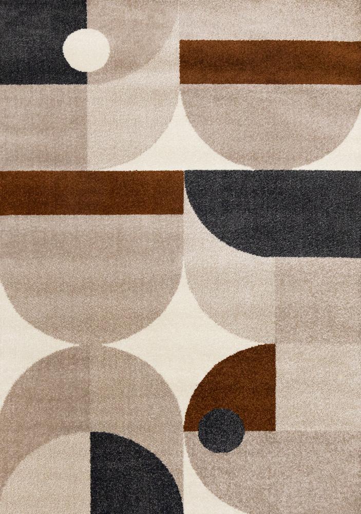 Kalora Interiors - Malibu Taupe Oxblood Cream Curvy Geometric Design Rug, 710in x 106in - H904/1343 240320 veiw 1