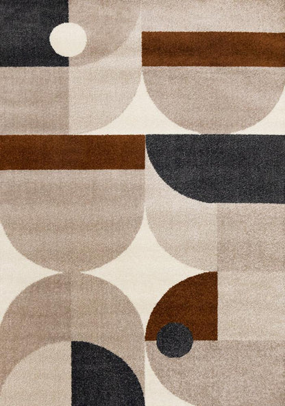 Kalora Interiors - Malibu Taupe Oxblood Cream Curvy Geometric Design Rug, 710in x 106in - H904/1343 240320 veiw 1