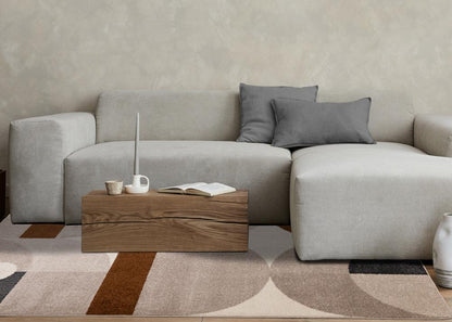 Kalora Interiors - Malibu Taupe Oxblood Cream Curvy Geometric Design Rug, 710in x 106in - H904/1343 240320 veiw 3