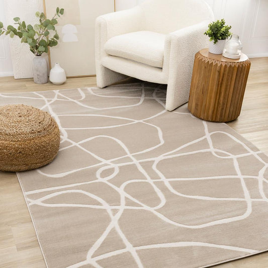 Kalora Interiors - Leo Beige Cream Organic Line Design Rug, 53in x 77in - H936/0151 160230 veiw 2