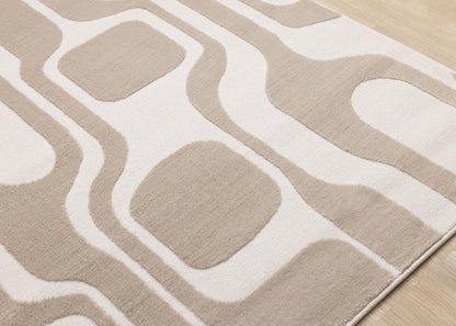 Kalora Interiors - Leo Beige Cream Mid-Century Modern Design Rug, 710in x 106in - H939/0151 240320 veiw 4