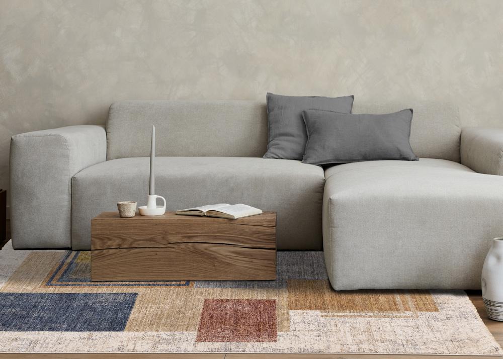 Kalora Interiors - Muse Blue Red Orange Cream Layered Geometric Design Rug, 53in x 710in - H961/2757 160240 veiw 3