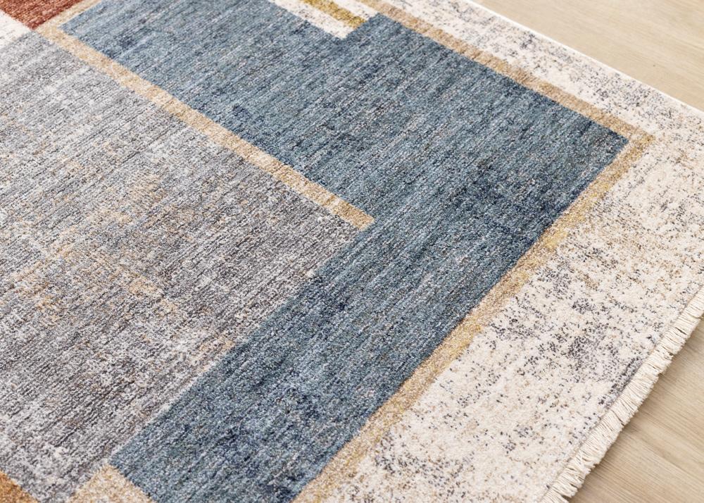 Kalora Interiors - Muse Blue Red Orange Cream Layered Geometric Design Rug, 710in x 102in - H961/2757 240310 veiw 4