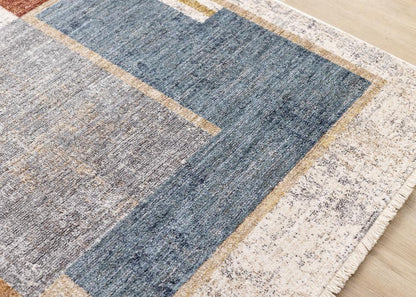 Kalora Interiors - Muse Blue Red Orange Cream Layered Geometric Design Rug, 710in x 102in - H961/2757 240310 veiw 4
