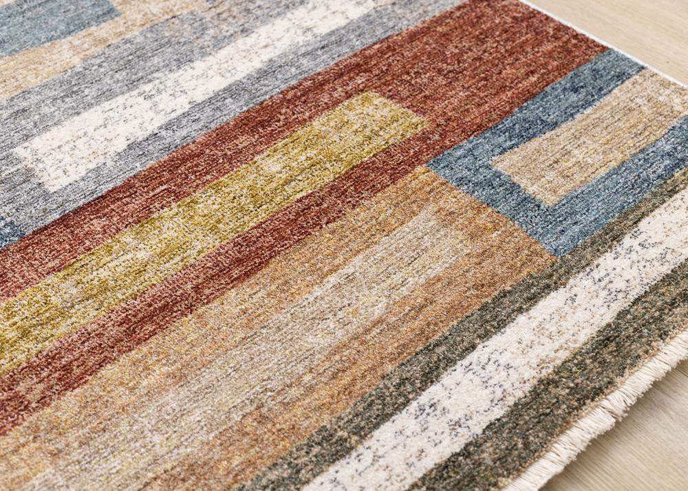 Kalora Interiors - Muse Orange Red Blue Yellow Beige Layered Brick Design Rug, 710in x 102in - H962/2656 240310 veiw 4
