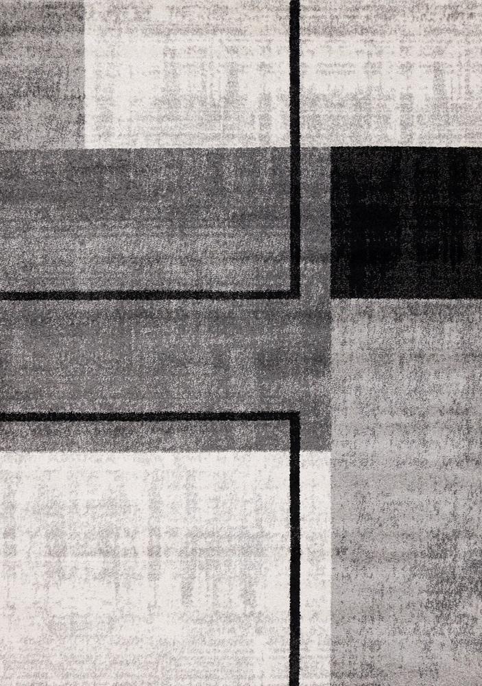 Kalora Interiors - Eclipse Grey Black White Modern Geometric Design Rug, 53in x 77in - J029/9646 160230 veiw 1