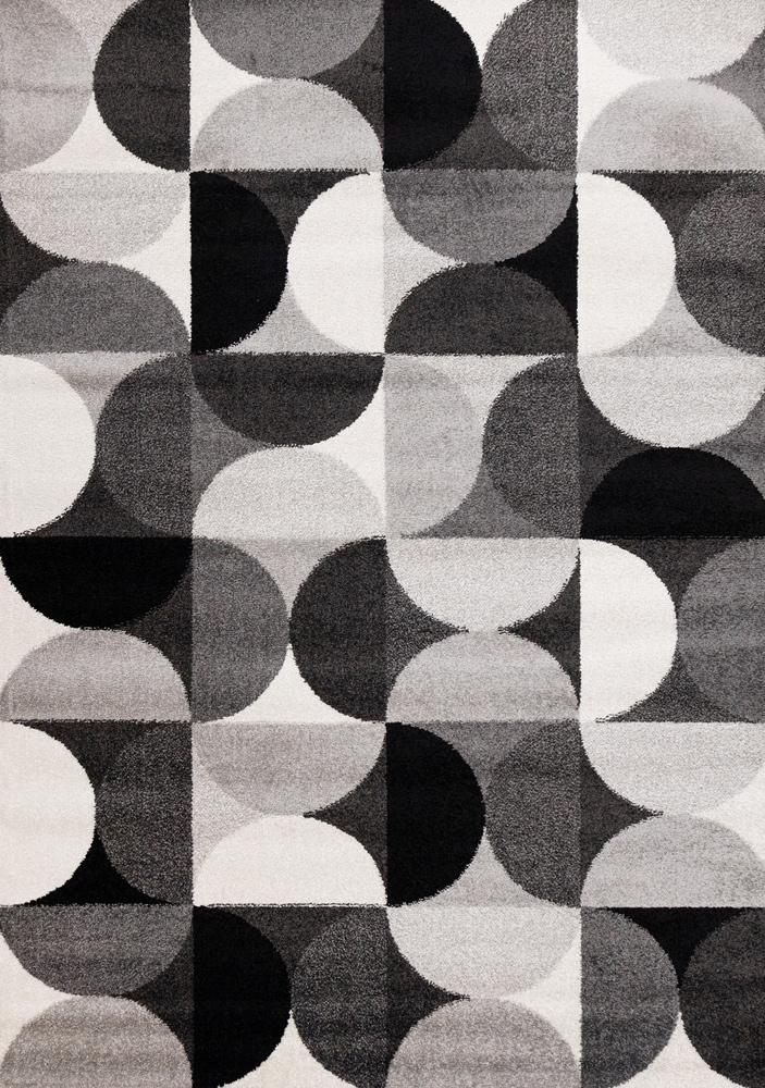 Kalora Interiors - Eclipse Grey Black White Mid-Century Modern Design Rug, 53in x 77in - J032/9626 160230 veiw 1