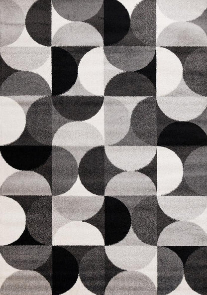 Kalora Interiors - Eclipse Grey Black White Mid-Century Modern Design Rug, 53in x 77in - J032/9626 160230 veiw 1