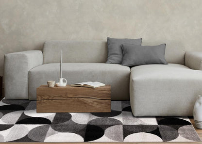 Kalora Interiors - Eclipse Grey Black White Mid-Century Modern Design Rug, 53in x 77in - J032/9626 160230 veiw 3