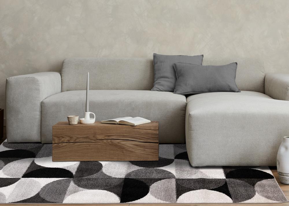 Kalora Interiors - Eclipse Grey Black White Mid-Century Modern Design Rug, 710in x 106in - J032/9626 240320 veiw 3